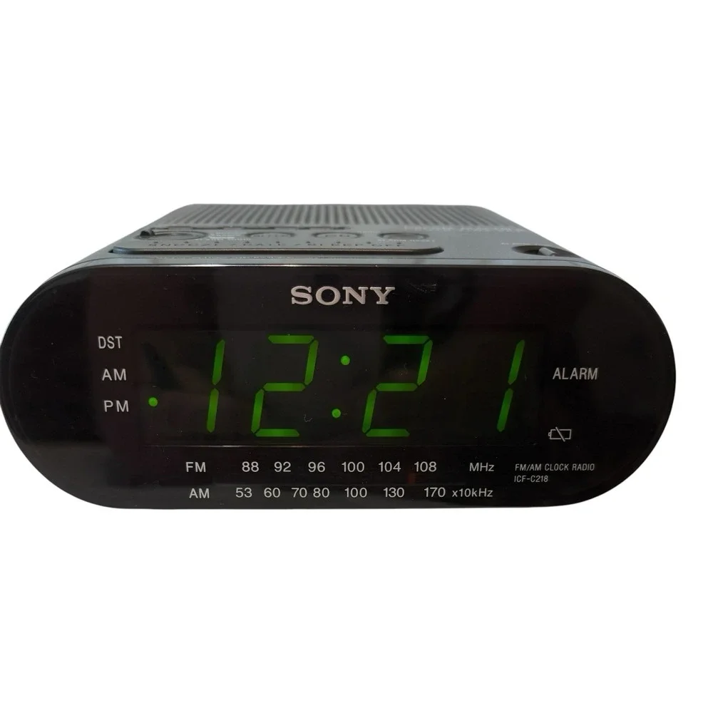 Sony Dream Machine ICF-C218 AM FM Alarm Clock Radio Auto Time Set Black Tested